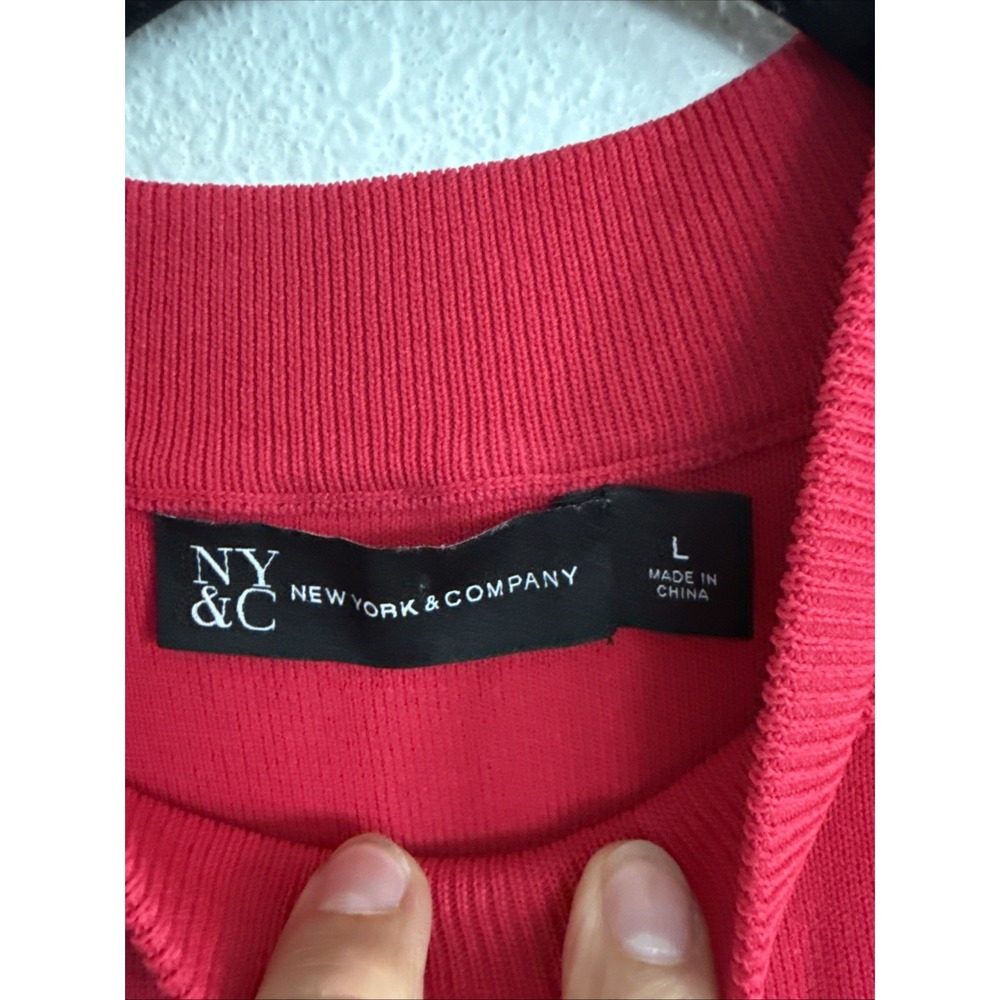 New York & Company Aline Maxi Dress Side Slit Dress Waist Cut Out Sz L Hot Pink - Picture 4 of 10